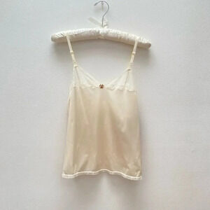 Vintage - NWT Pastel Ivory Lace Trimmed Tank Top